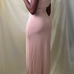 beige sand off the shoulder twisted strap fitted long dress