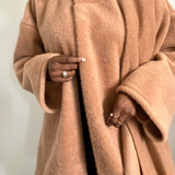 camel knit asymmetrical scarf wrap short jacket