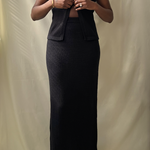 black knit vest maxi skirt set