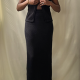 black knit vest maxi skirt set